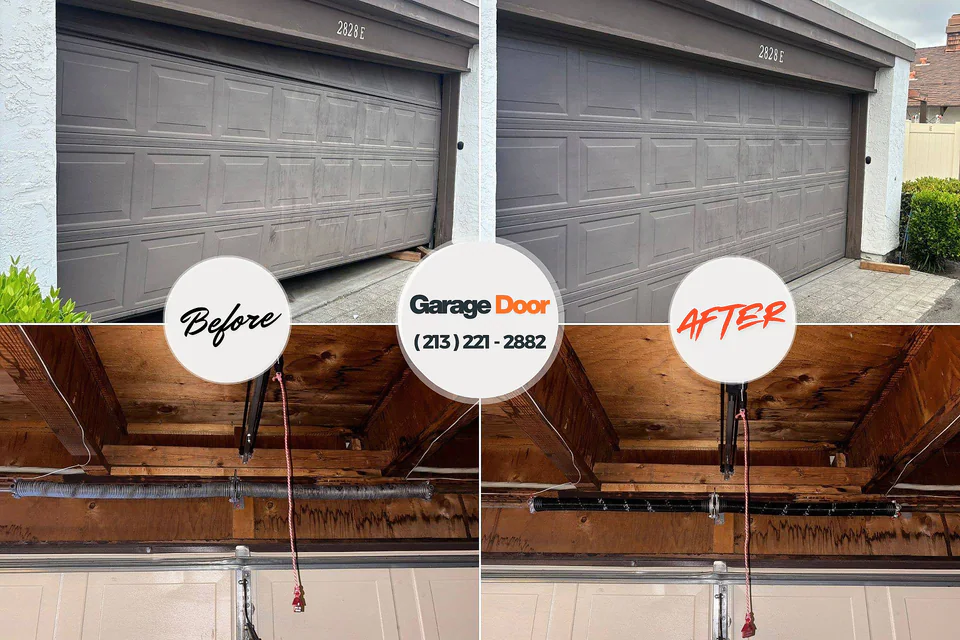 Before and after: garage door repair Lindsay, OK
